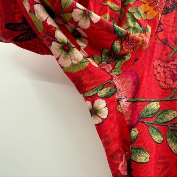 Johnny Was Pants Women's Sz Small Red Floral Rabbit Print High Rise Straight Leg - Picture 5 of 11